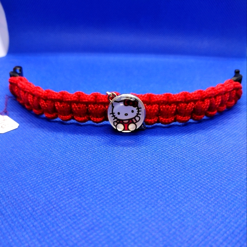 Paracord Survival Bracelet with Hello kitty snap button charm
